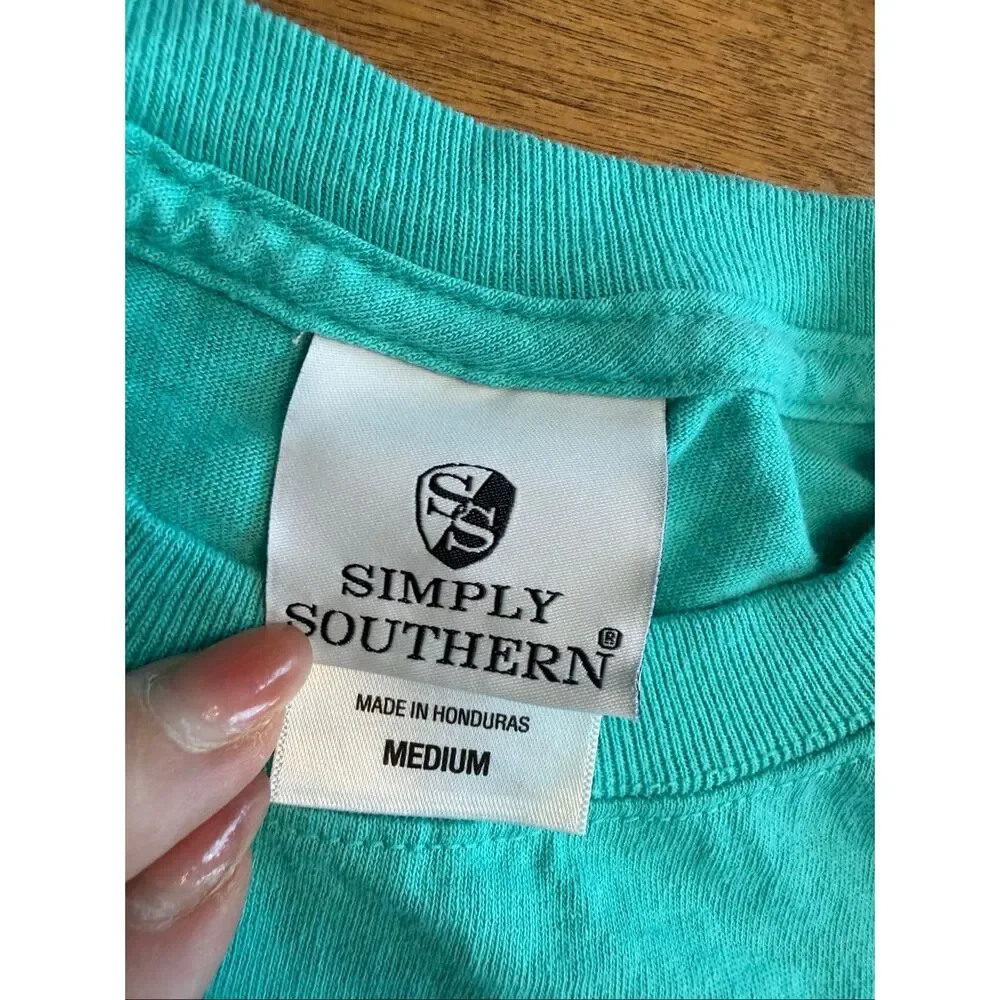 Simply Southern Women's Relaxed Fit Long Sleeve Graphic Tee Seafoam Green Medium